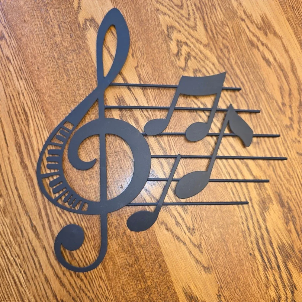 Black‎ Metal Music Note Treble Clef Wall Art Decor Musical Staff Silhouette